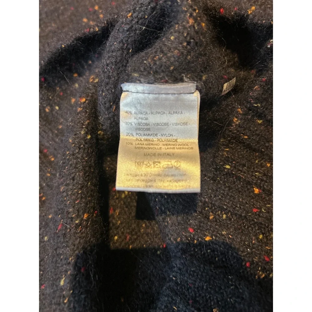 Gallia‎ Mens Navy Blue Alpaca Merino Wool Speckled Knit Polo Sweater Italy
